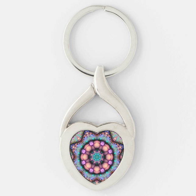 Fractal Mandala Floral Psychedelic Keychain (Front)