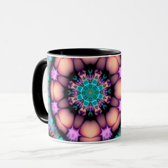 Fractal Mandala Floral Psychedelic Mug (Front Left)