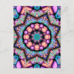 Fractal Mandala Floral Psychedelic Postcard