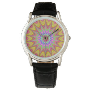 Fractal Mandala Floral Psychedelic Retro Trippy Wa Watch