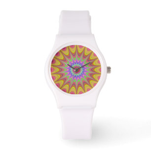 Fractal Mandala Floral Psychedelic Retro Trippy Watch