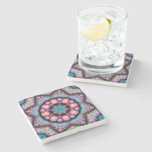 Fractal Mandala Floral Psychedelic Stone Coaster