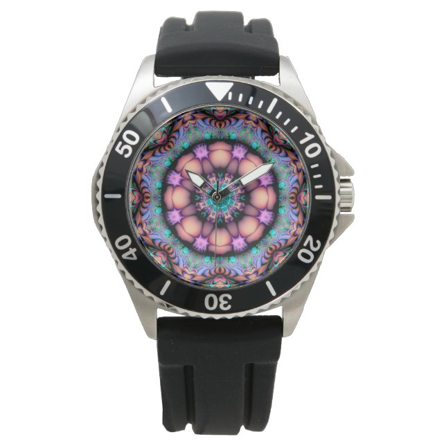 Fractal Mandala Floral Psychedelic Watch (Front)