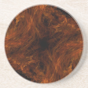 Fractal Marble Grunge Series-15--Orng Coaster 1 of