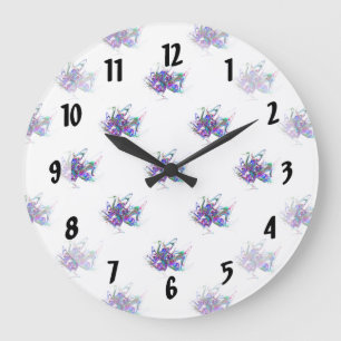Fractal - Mardi Gras Mask Large Clock