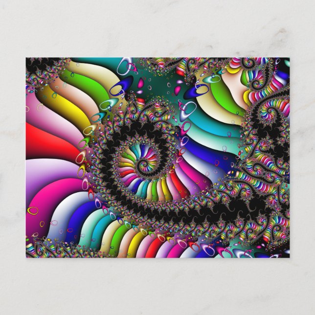Fractal Multicolor Spiral Postcard (Front)