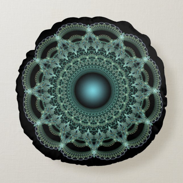 Fractal mysterious round ornament cushion (Front)