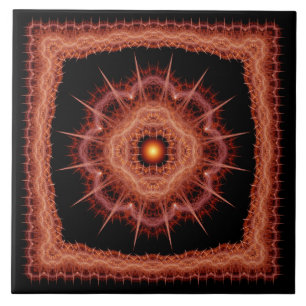 Fractal mystical prickly pattern ceramic tile