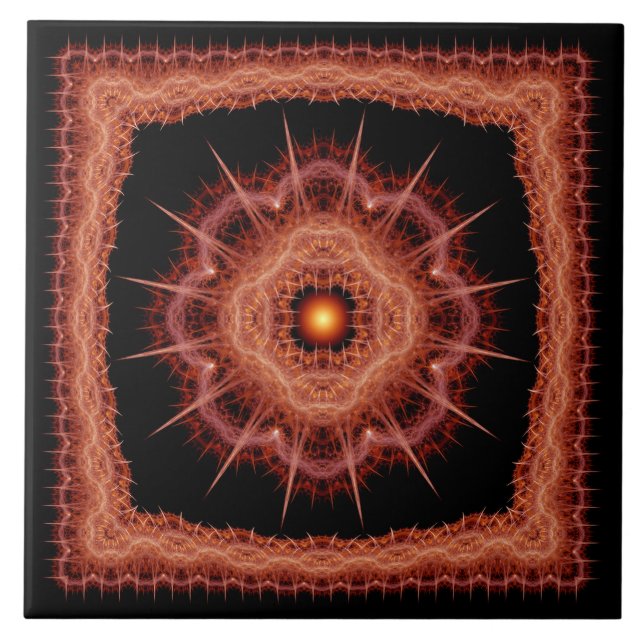 Fractal mystical prickly pattern ceramic tile (Front)