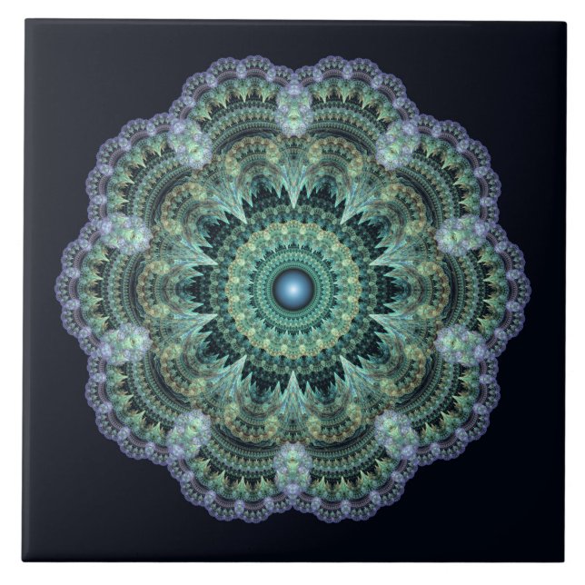 Fractal oriental pattern ceramic tile (Front)