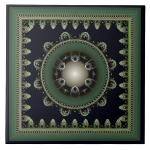 Fractal oriental pattern ceramic tile