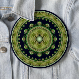 Fractal ornate mandala 6 cm round badge