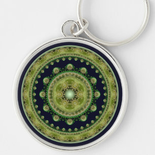 Fractal ornate mandala key ring