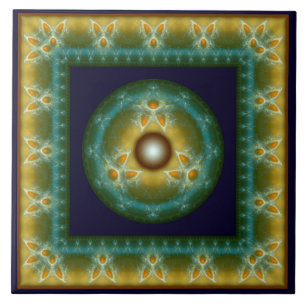 Fractal ornate mystical bright ornament ceramic tile