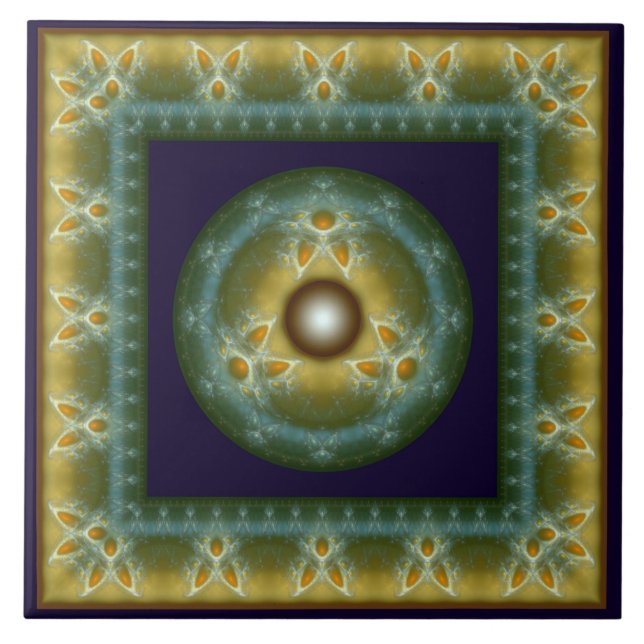 Fractal ornate mystical bright ornament ceramic tile (Front)