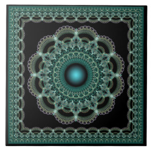 Fractal ornate star mandala ceramic tile