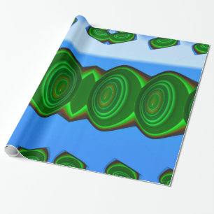 ~ Fractal Pattern Green Blue Shades ~ Wrapping Paper