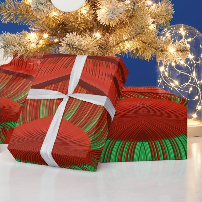 ~ Fractal Pattern Red Green ~ Christmas ~ Wrapping Paper (Holidays)