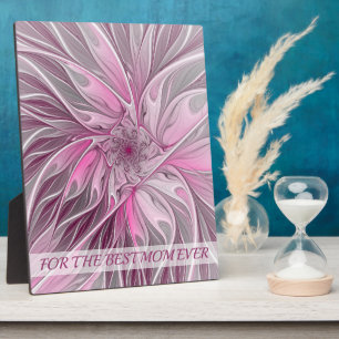 Fractal Pink Flower Dream, Floral Fantasy Best Mum Plaque