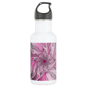 Fractal Pink Flower Dream, Floral Fantasy Pattern 532 Ml Water Bottle