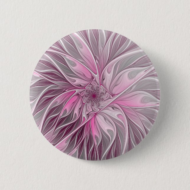 Fractal Pink Flower Dream, Floral Fantasy Pattern 6 Cm Round Badge (Front)