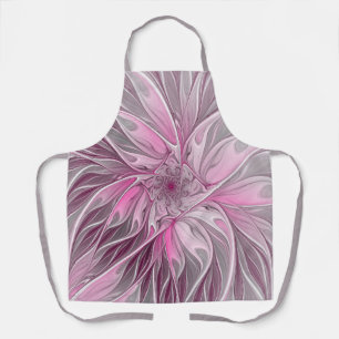 Fractal Pink Flower Dream, Floral Fantasy Pattern Apron