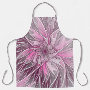 Fractal Pink Flower Dream, Floral Fantasy Pattern Apron