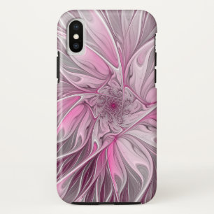 Fractal Pink Flower Dream, floral Fantasy Pattern iPhone XS Case