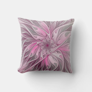 Fractal Pink Flower Dream, floral Fantasy Pattern Cushion