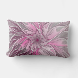 Fractal Pink Flower Dream, floral Fantasy Pattern Lumbar Cushion