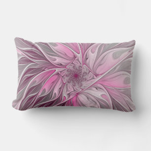 Fractal Pink Flower Dream, floral Fantasy Pattern Lumbar Cushion