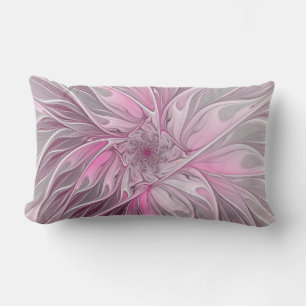 Fractal Pink Flower Dream, Floral Fantasy Pattern Lumbar Cushion