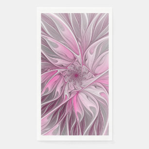 Fractal Pink Flower Dream, Floral Fantasy Pattern Napkin