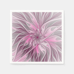 Fractal Pink Flower Dream, floral Fantasy Pattern Napkin