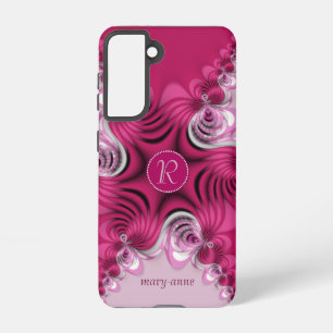 Fractal Pink Swirls Monogram Samsung Galaxy Case