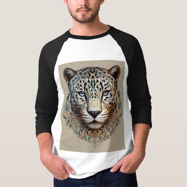 Fractal Power: Geometric Jaguar T-Shirt. T-Shirt (Front)