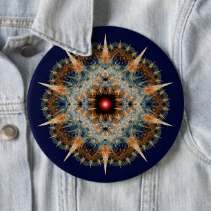 Fractal prickly ornament 6 cm round badge