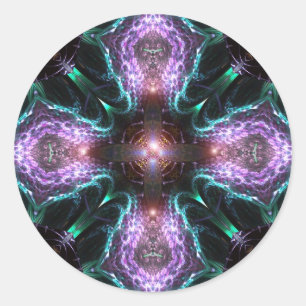 Fractal Purple Cross Sticker
