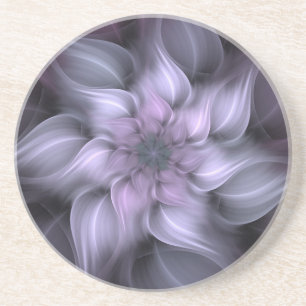 Fractal Purple Flower Sandstone Coaster