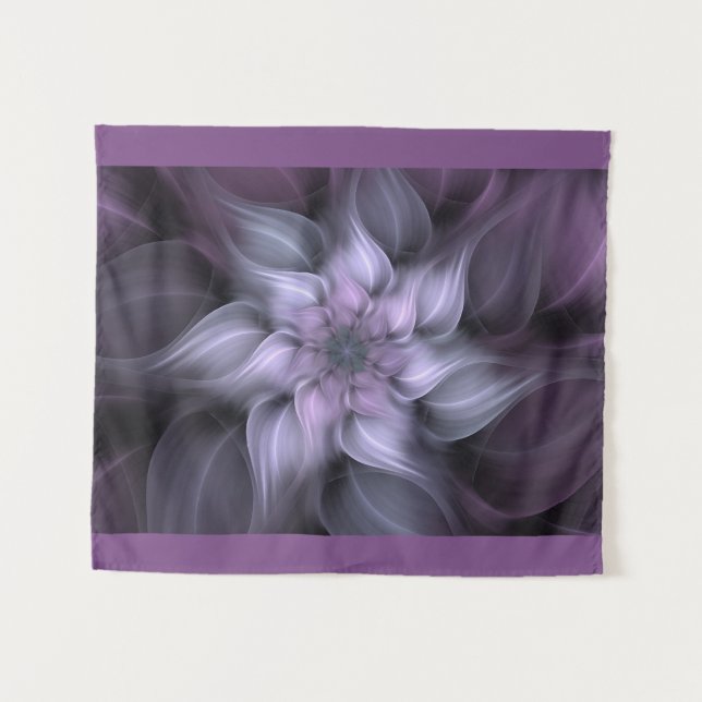 Fractal Purple Flower Tapestry (Front (Horizontal))