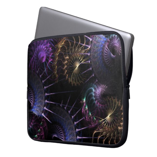 Fractal Purple & Gold Swirl  Wheel Notebook Laptop Laptop Sleeve (Front Left)