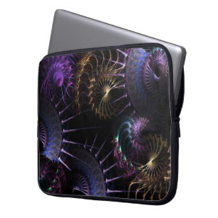 Fractal Purple & Gold Swirl  Wheel Notebook Laptop Sleeve