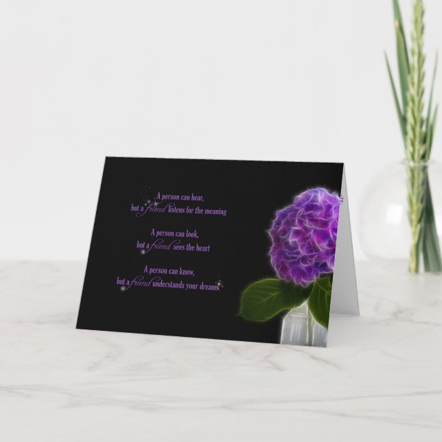 fractal purple hydrangea for friendship card (Front)