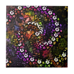 fractal purple Psychedelic Rainbow Spiral Trippy Ceramic Tile