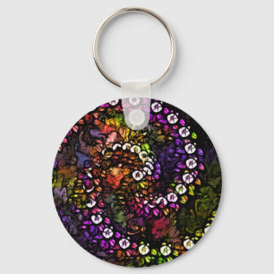 fractal purple Psychedelic Rainbow Spiral Trippy Key Ring
