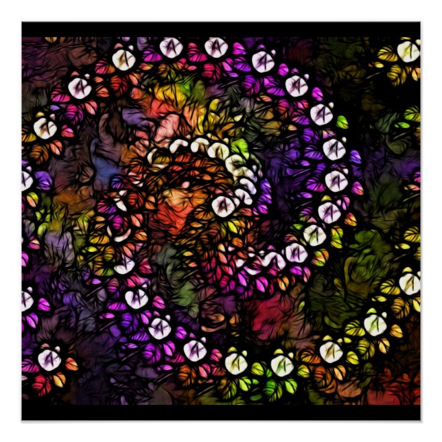 fractal purple Psychedelic Rainbow Spiral Trippy Poster (Front)