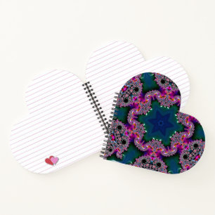 Fractal Radiance Heart Shaped Spiral Notebook