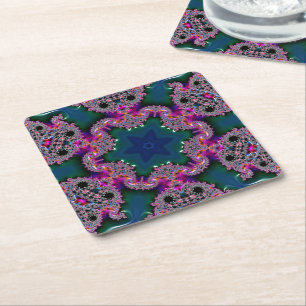 Fractal Radiance Square Paper Coaster