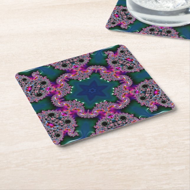 Fractal Radiance  Square Paper Coaster (Angled)