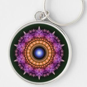 Fractal radiating colorful pattern key ring